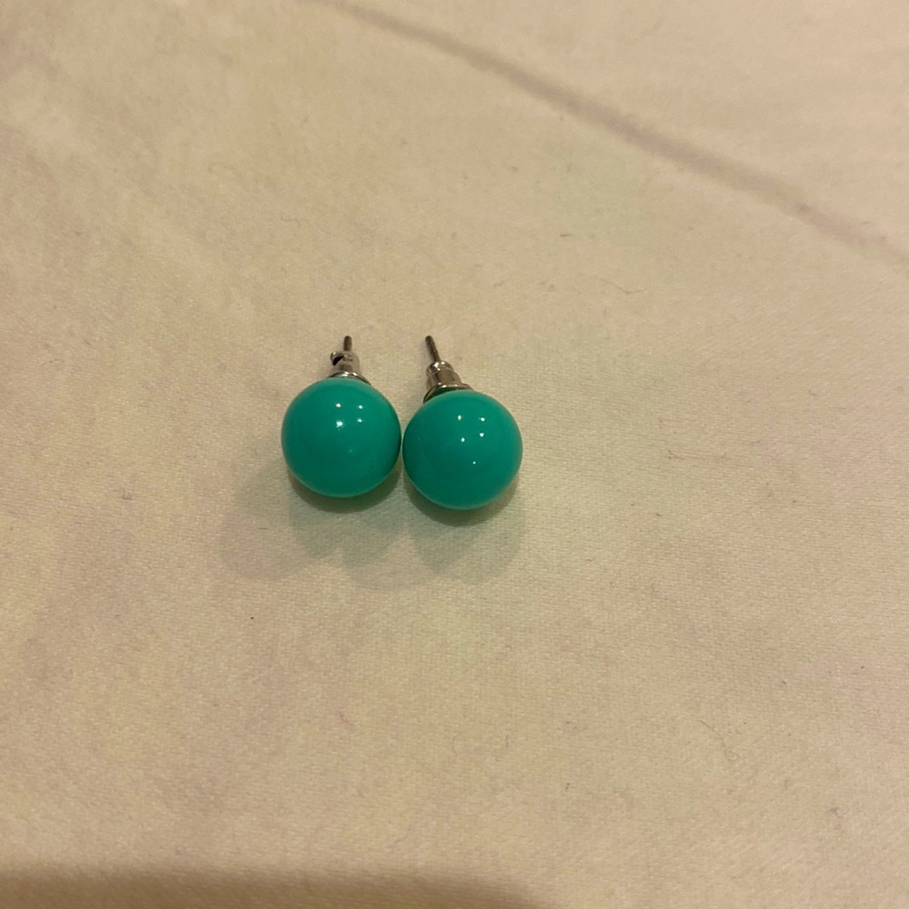Teal ball earrings.